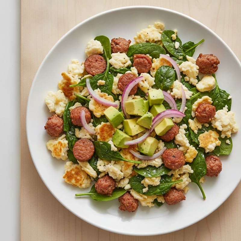 Egg White and Turkey Sausage Scramble with Spinach