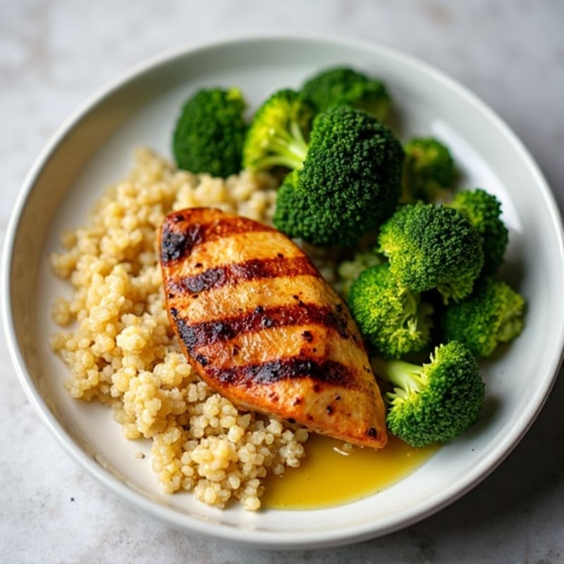 Grilled Chicken Breast with Quinoa and Steamed Broccoli