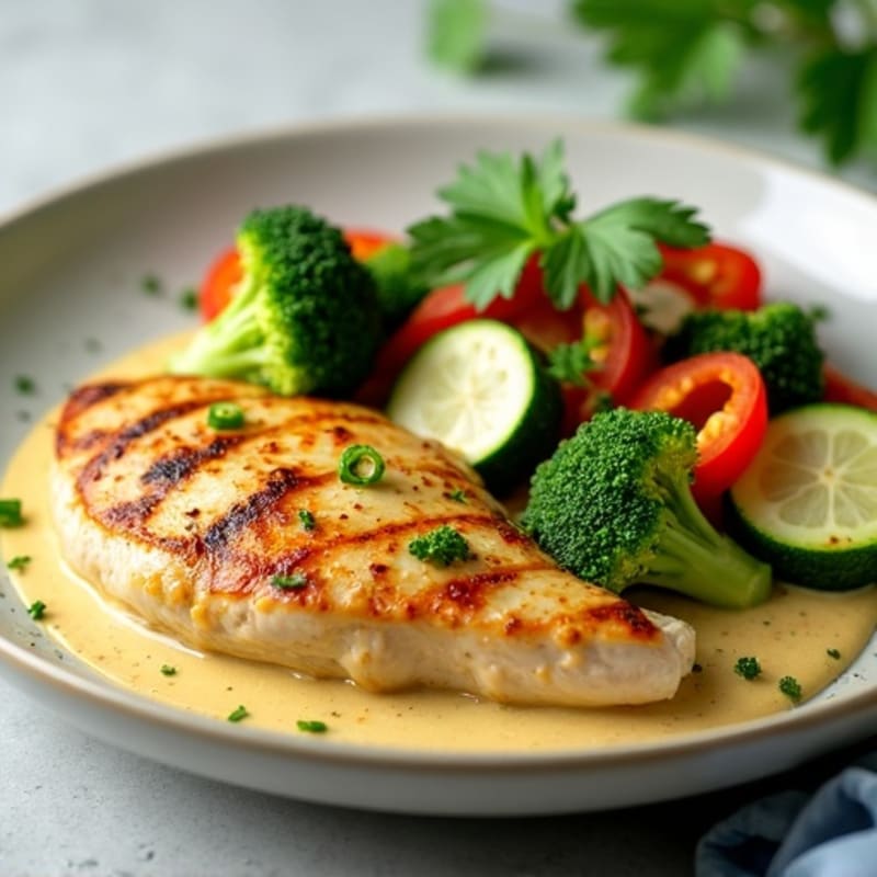 Lean Chicken with Creamy Coconut Green Curry and Fresh Vegetables