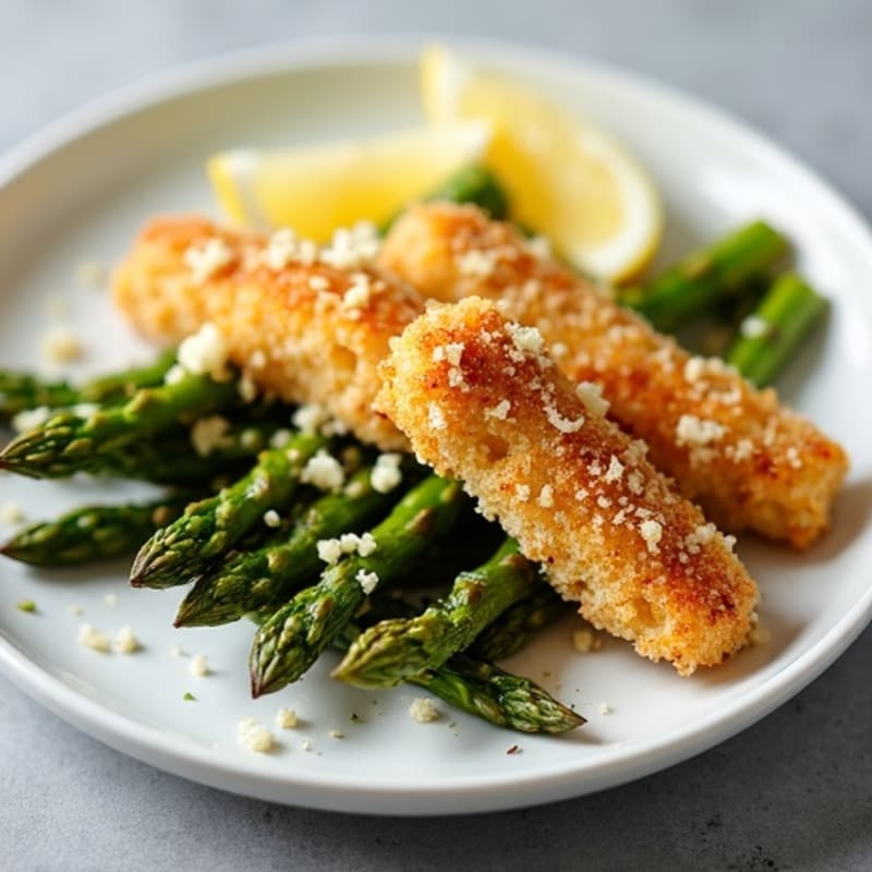 Crispy Baked Fish Sticks with Roasted Asparagus