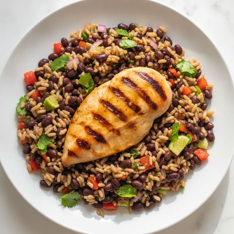 Grilled Chicken Breast with Black Bean and Brown Rice Salad