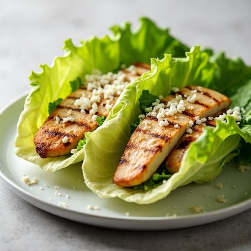 Grilled Chicken Caesar Lettuce Wraps with Creamy Dressing