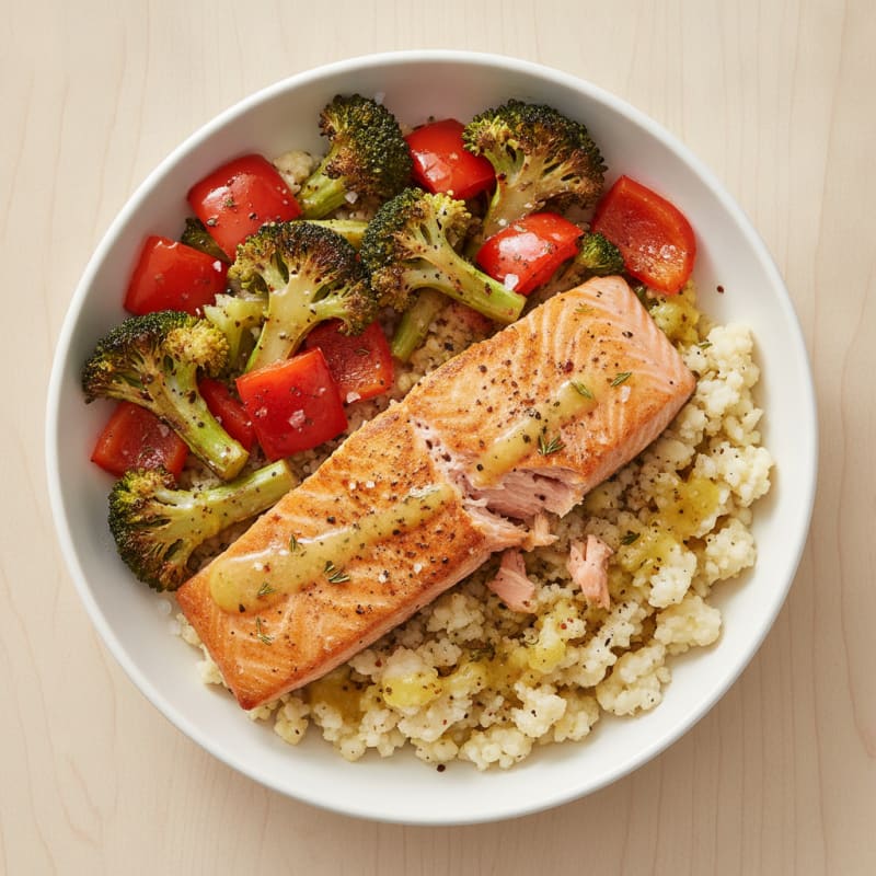 Salmon and Roasted Vegetable Grain Bowl