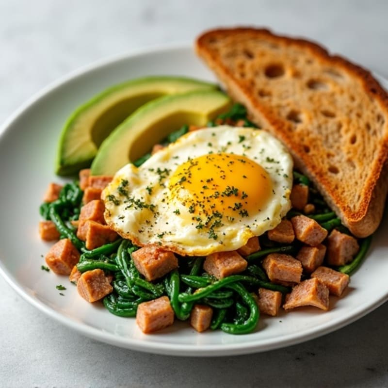 Egg White and Turkey Sausage Scramble with Spinach
