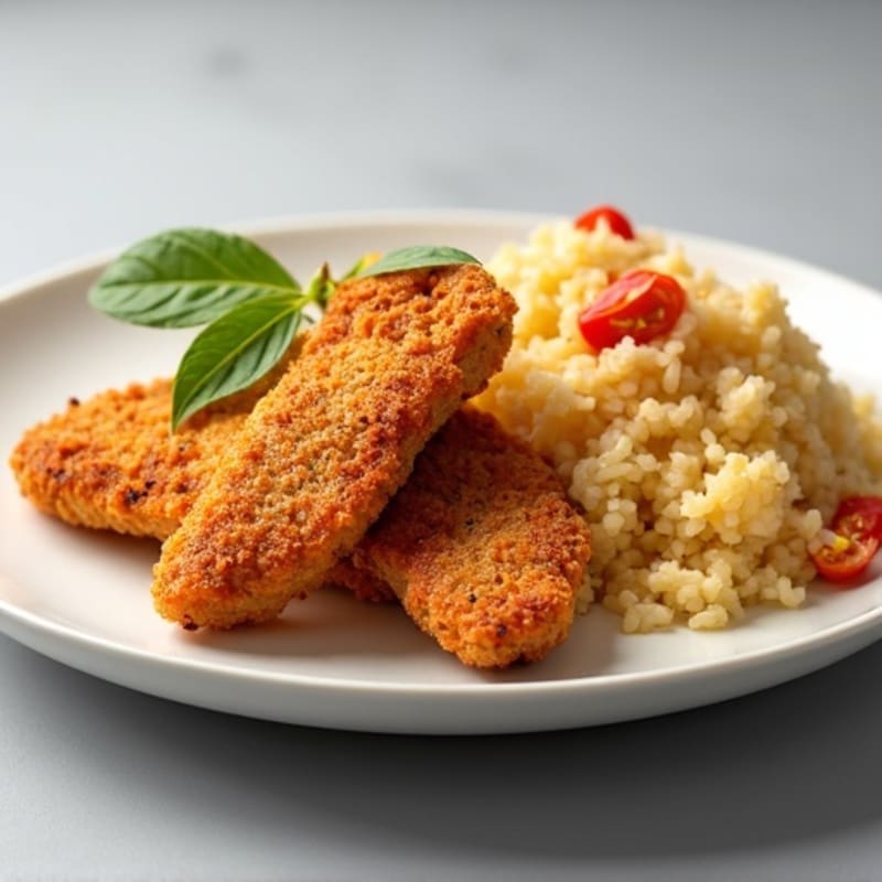 Crispy Chicken with Cauliflower Rice Stir-Fry