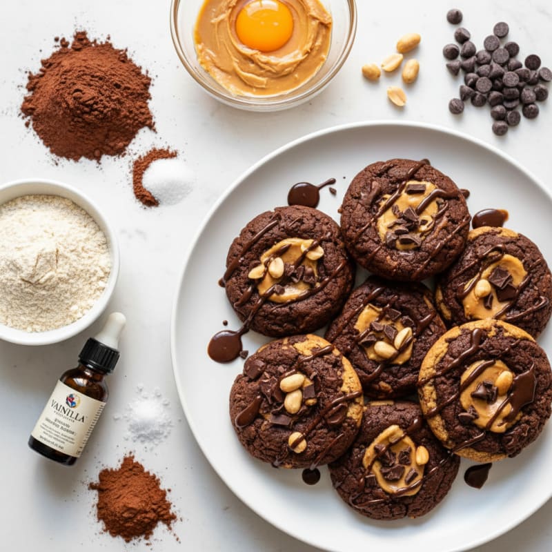 Double Chocolate Peanut Butter Protein Cookies