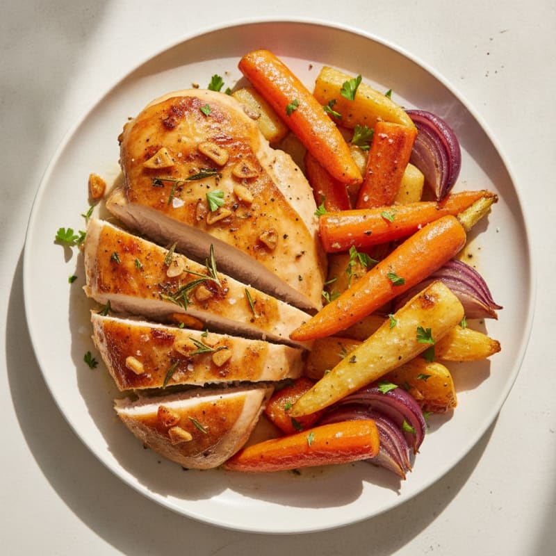 Garlic Herb Roasted Chicken with Root Vegetables