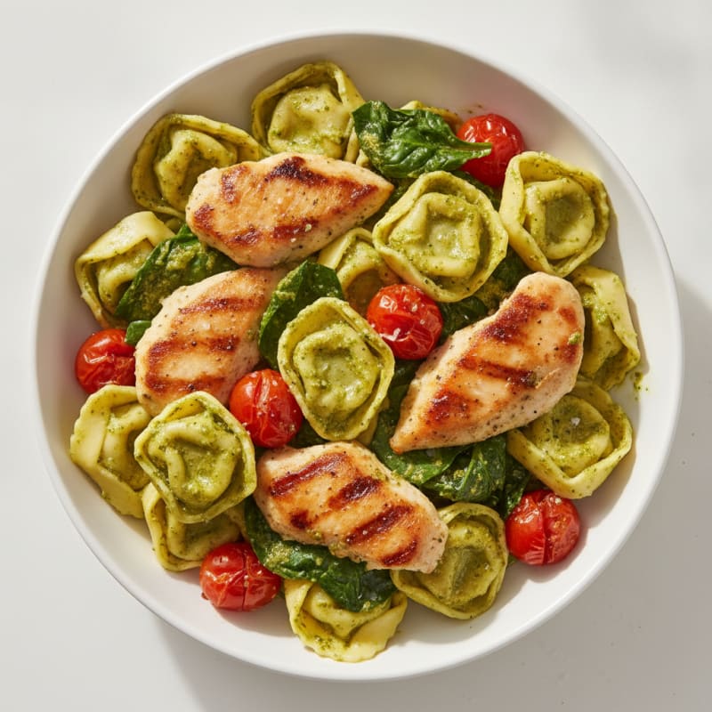Cheesy Tortellini with Pesto Sauce