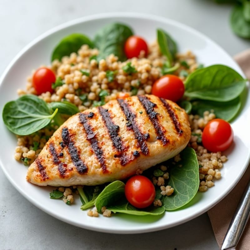 Grilled Chicken Breast with Spinach Quinoa Salad