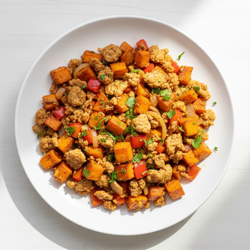 Sweet Potato Ground Turkey Hash