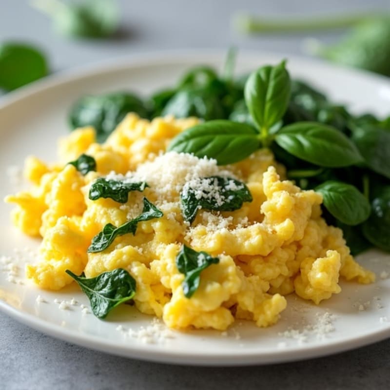 Creamy Scrambled Eggs with Fresh Spinach