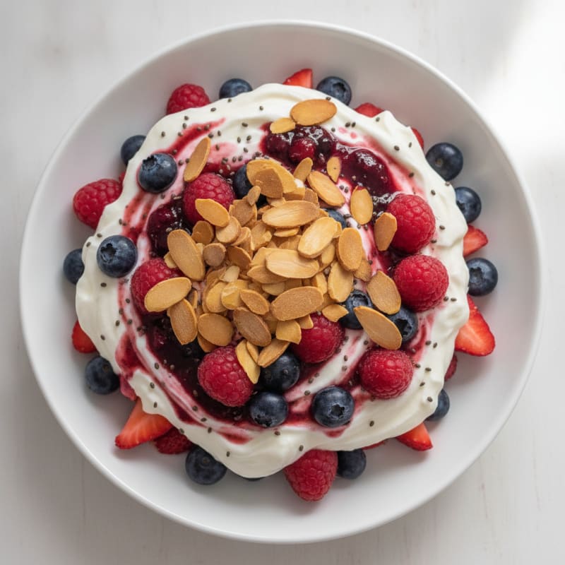 Greek Yogurt Protein Parfait with Mixed Berries