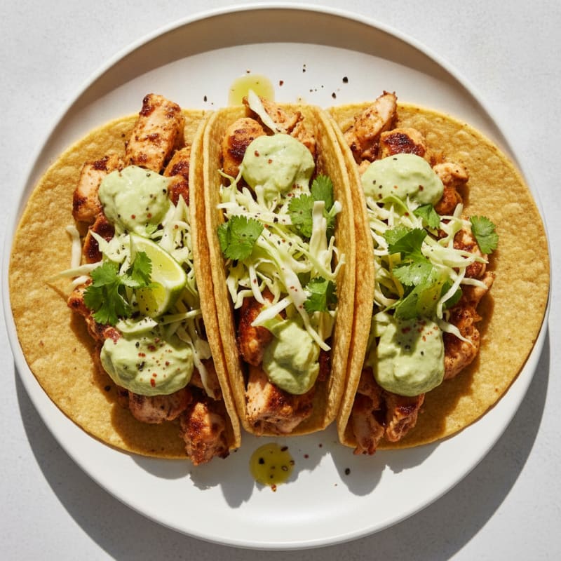 Chicken Tacos with Avocado Crema