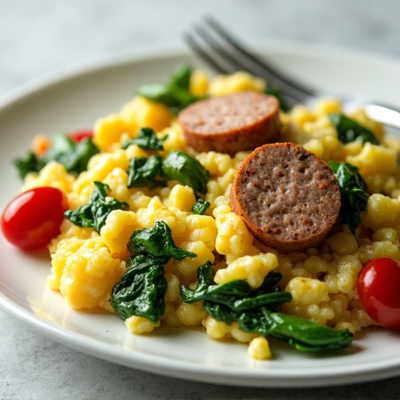 Egg White and Turkey Sausage Scramble with Spinach
