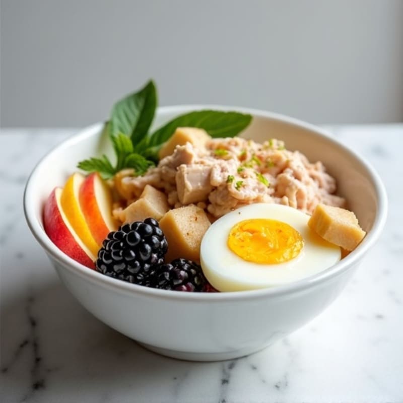 Protein Yogurt Bowl with Canned Tuna and Apple