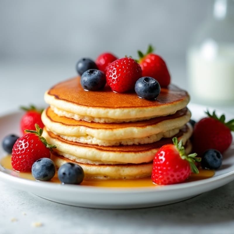 Fluffy Cottage Cheese Protein Pancakes with Fresh Berries