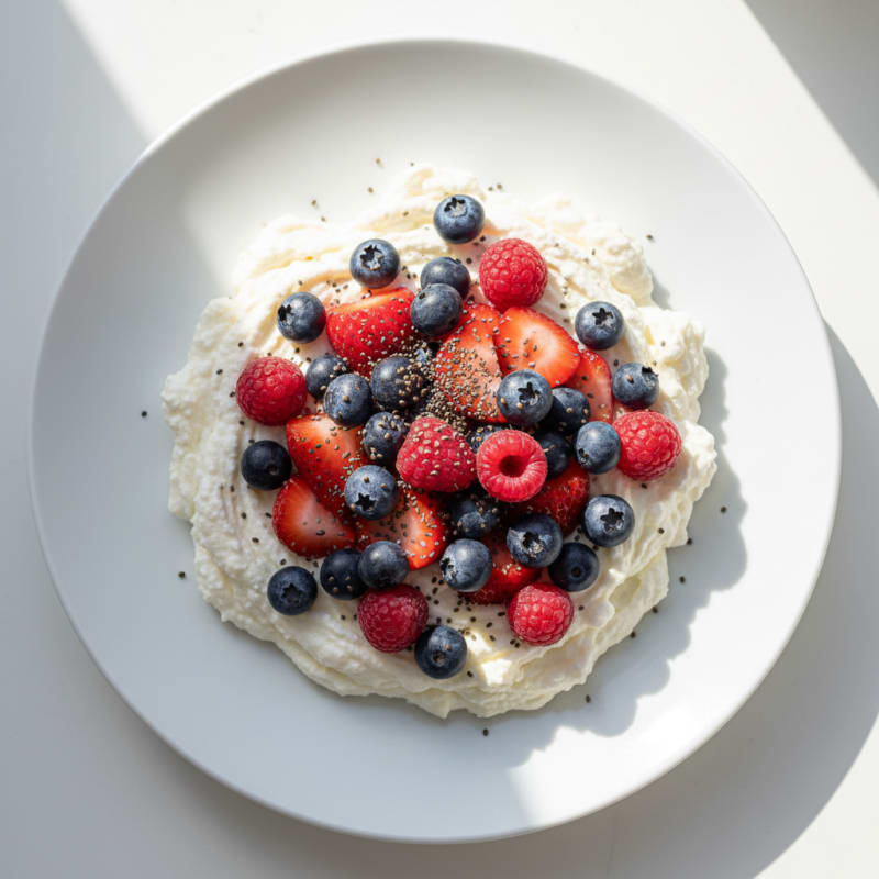 Greek Yogurt Protein Mousse with Mixed Berries