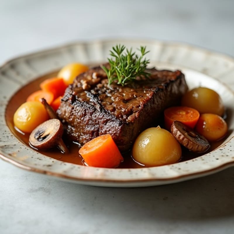 Tender Braised Beef with Mushrooms and Root Vegetables