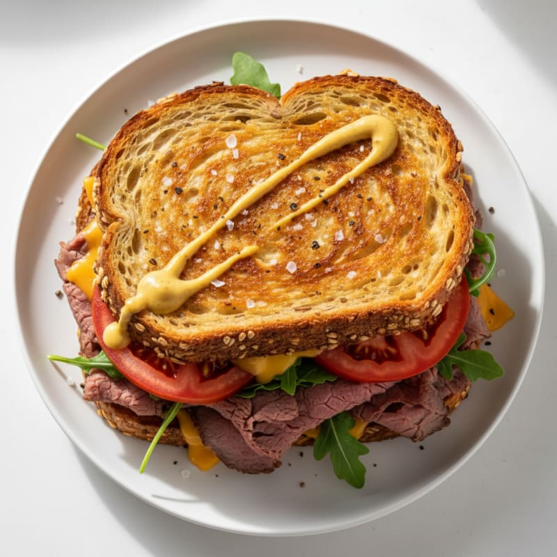 Crispy Roast Beef and Cheddar Sandwich
