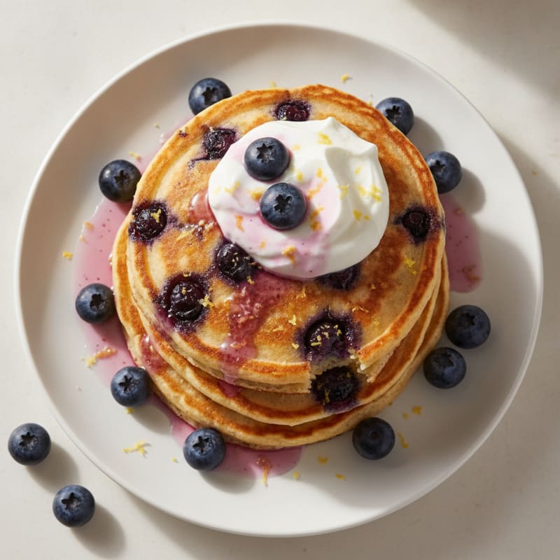 Blueberry Ricotta Pancakes with Lemon Zest