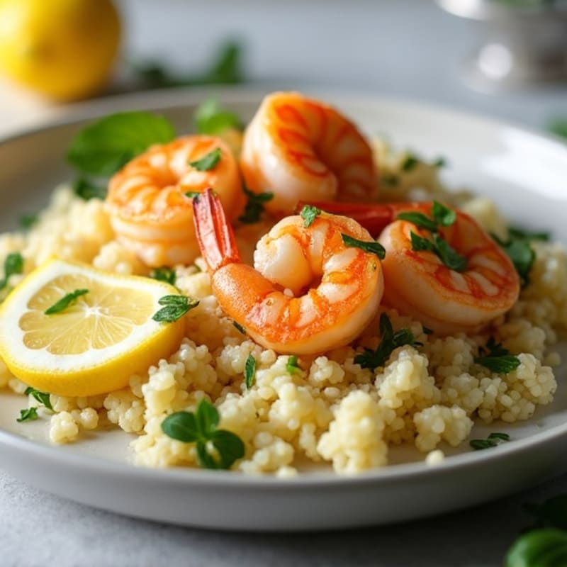 Garlic-Lemon Pan Seared Shrimp with Herb Cauliflower Rice