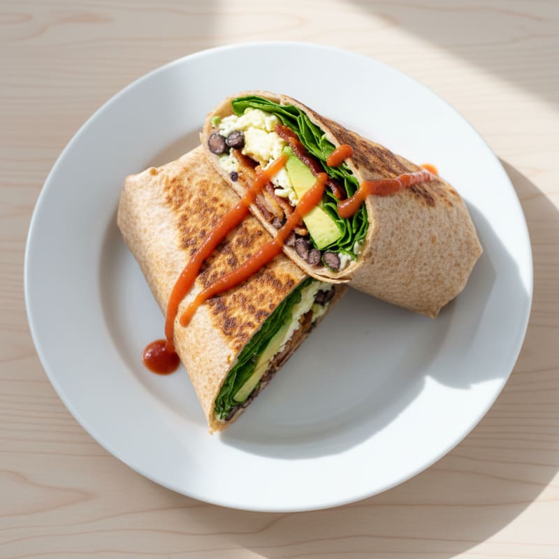 Crispy Turkey Bacon and Egg White Breakfast Burrito