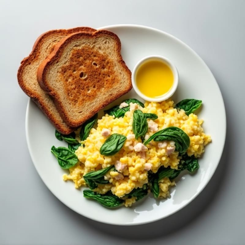 Egg White Scramble with Spinach and Turkey Breast