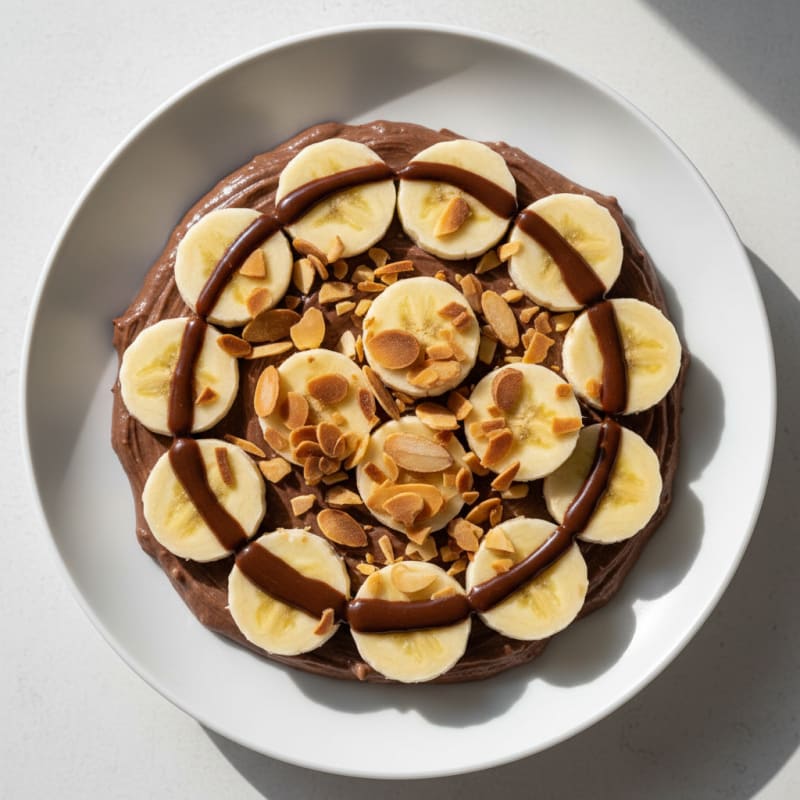 Silky Chocolate Protein Pudding with Sliced Banana and Almonds