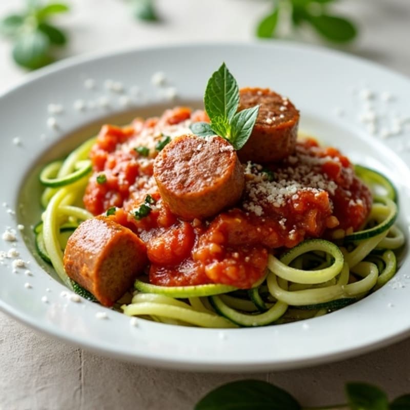 Lean Turkey Sausage Ragu with Zucchini Noodles