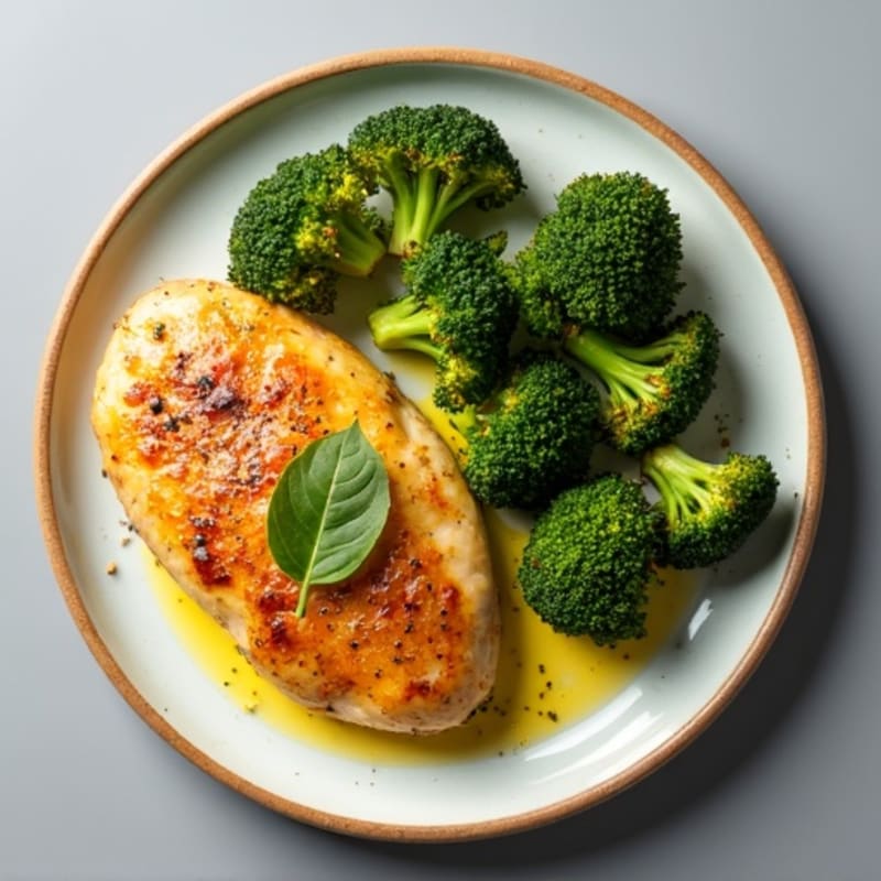 Lemon Herb Roasted Chicken Breast with Crispy Roasted Broccoli