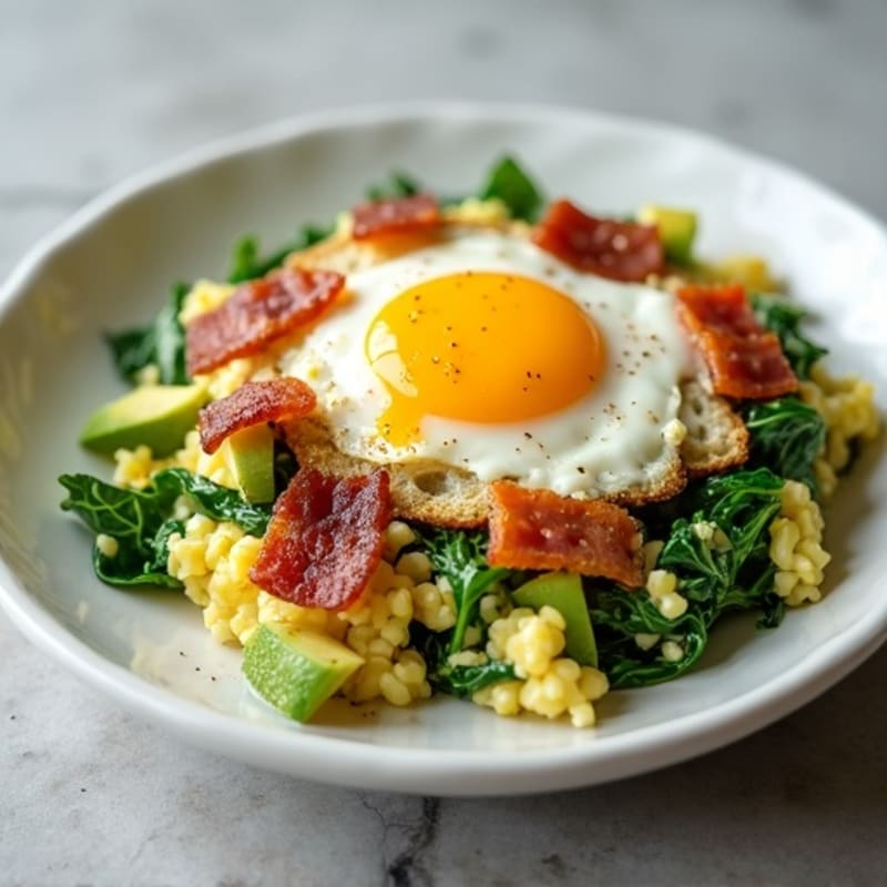 Cottage Cheese Scramble with Spinach and Turkey Bacon