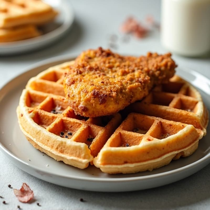 Crispy Golden Baked Chicken with Fluffy Protein Waffles