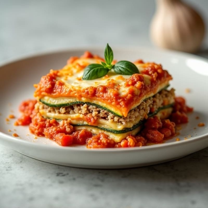 Hearty Lean Ground Turkey and Zucchini Lasagna Bake