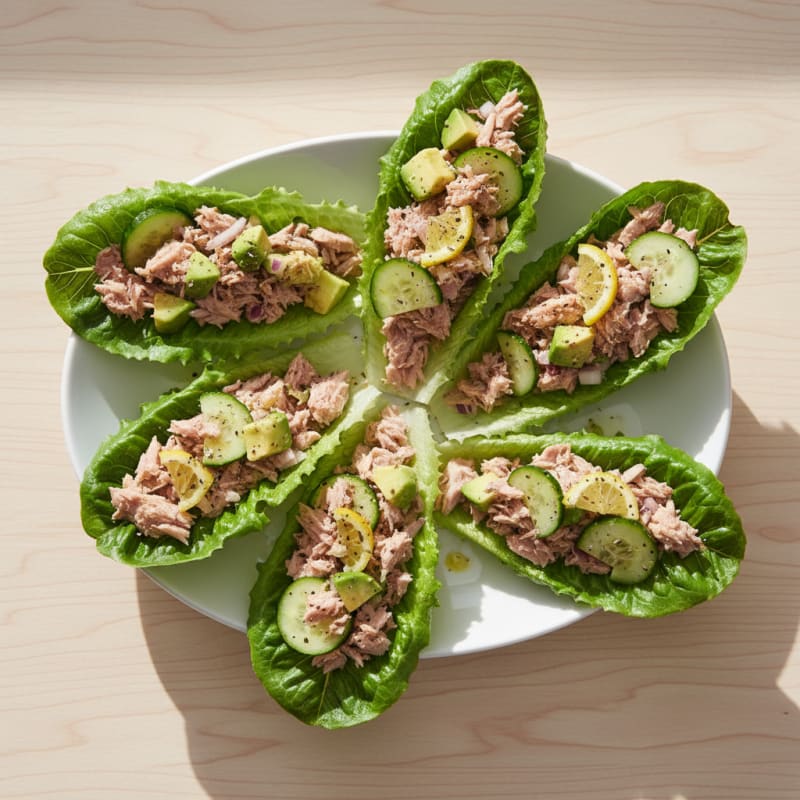 Mediterranean Tuna Salad Lettuce Wraps