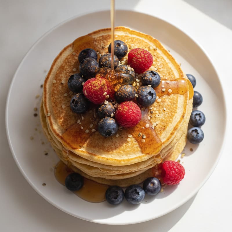 Cottage Cheese Protein Pancakes with Berries