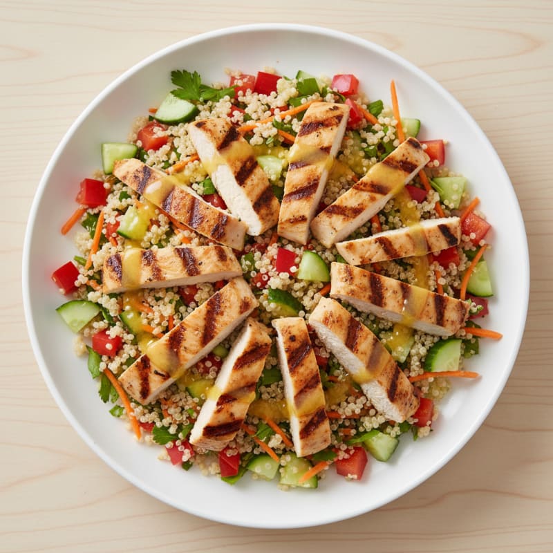 Grilled Chicken and Quinoa Salad with Crunchy Vegetables