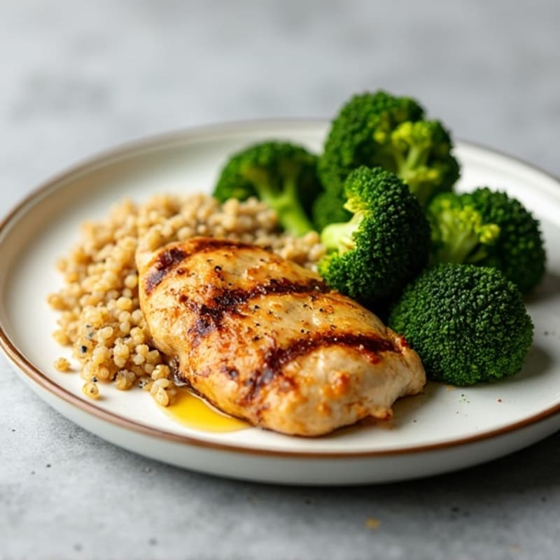 Grilled Chicken Breast with Quinoa and Steamed Broccoli