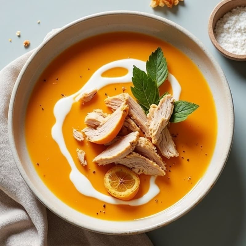 Creamy Roasted Butternut Squash Soup with Chicken