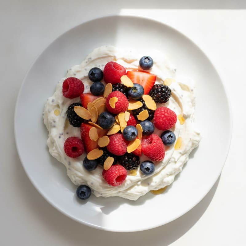 Silky Greek Yogurt Protein Pudding with Mixed Berries