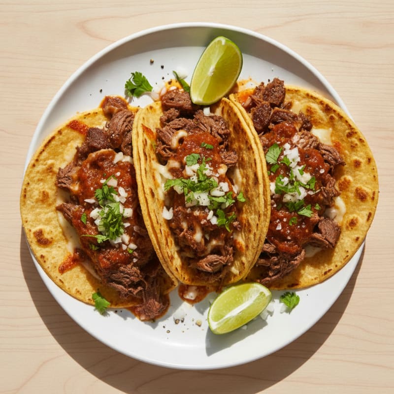 Birria-Style Shredded Beef Tacos