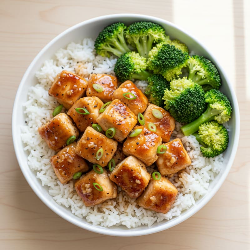 Crispy Honey-Garlic Chicken Bowls