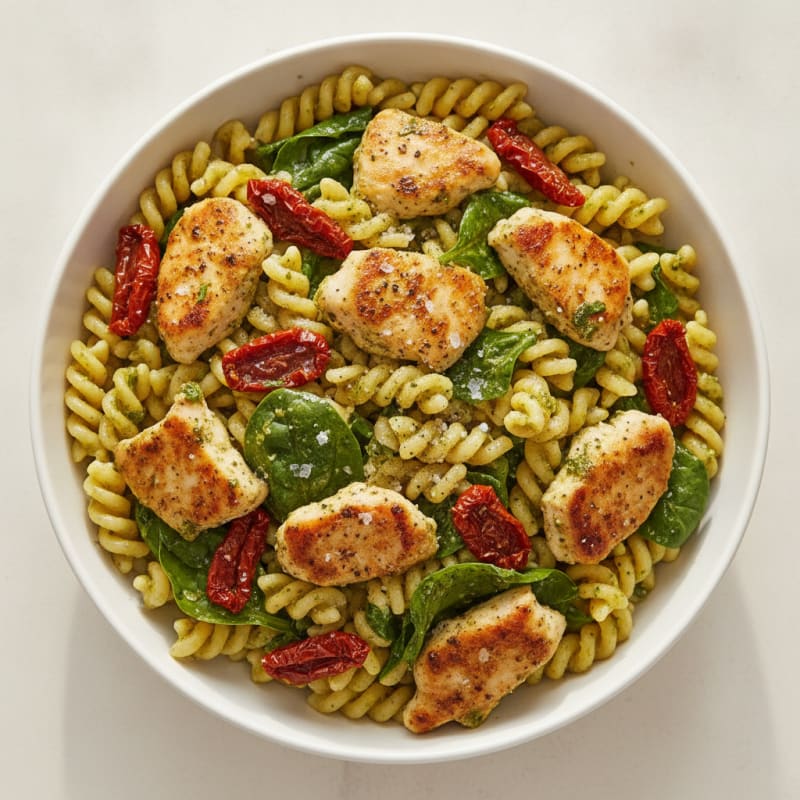 Pesto Chicken with Sun-Dried Tomato Pasta