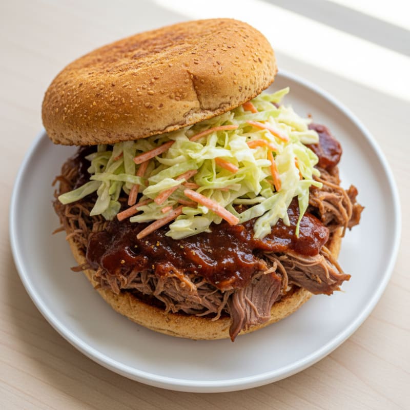 Smoky BBQ Brisket Sandwich with Crunchy Slaw