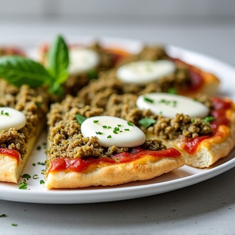 High-Protein Turkey Pesto Cauliflower Crust Pizza