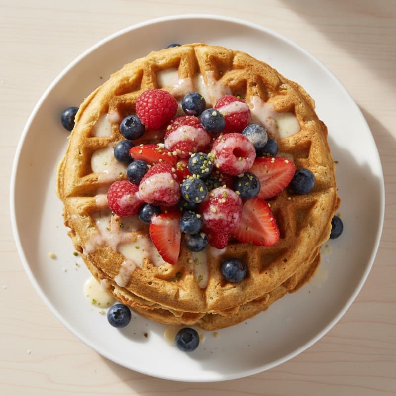 Fluffy Vegan Buttermilk Waffles with Berries