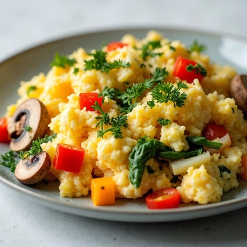 Fluffy Egg and Veggie Scramble with Fresh Herbs