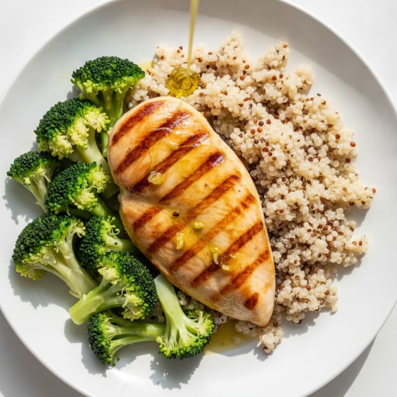Grilled Chicken Breast with Quinoa and Steamed Broccoli