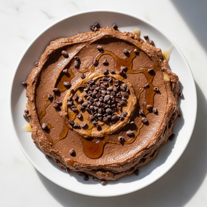 Chocolate Peanut Butter Protein Mousse with Crunchy Cacao Nibs