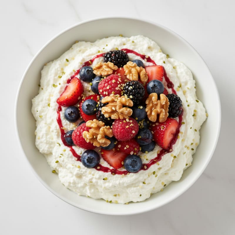 Greek Yogurt Protein Mousse with Mixed Berries