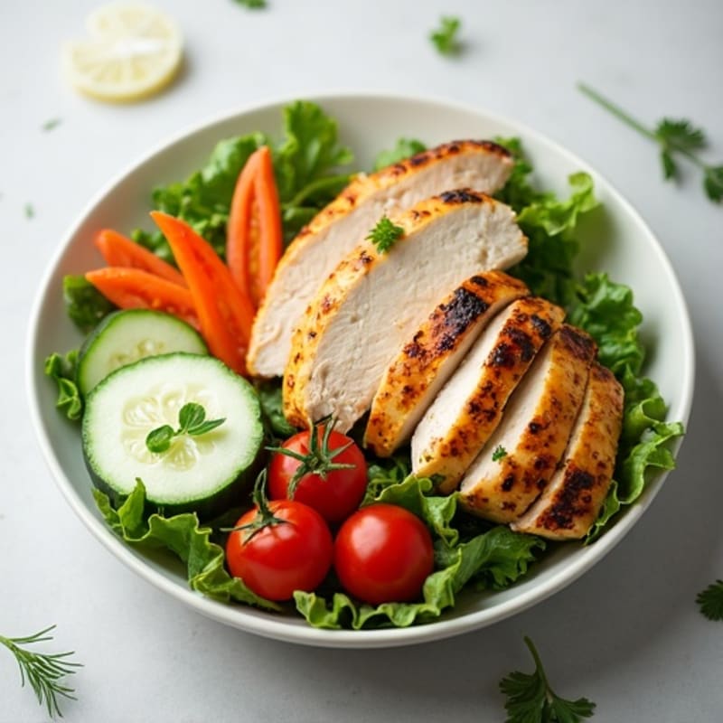 Roasted Chicken Salad with Fresh Vegetables and Creamy Herb Dressing